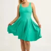 Jade Silky - Scoop Neck Comfort Crop Midi Dress W/ Pockets