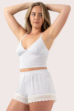Light Grey Modal - Lace Trim Short