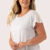 Light Grey Modal - Lace Trim T-Shirt