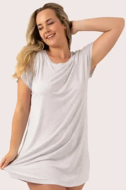 Light Grey Modal - Lace Trim T-Shirt Nightie
