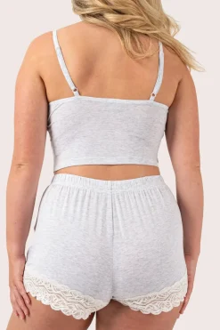 Light Grey Modal - Lace Trim Short