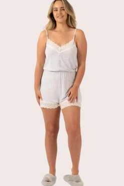 Light Grey Modal - Lace Trim Playsuit