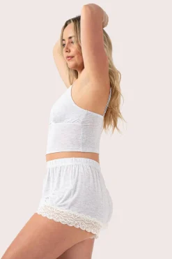 Light Grey Modal - Lace Trim Short