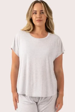 Light Grey Modal - Lace Trim T-Shirt