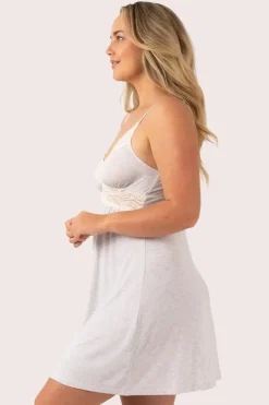 Light Grey Modal - Lace Trim Slip Nightie