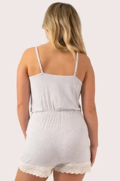 Light Grey Modal - Lace Trim Playsuit