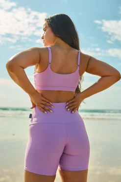 Lilac Performance - High Waisted Booty Shorts