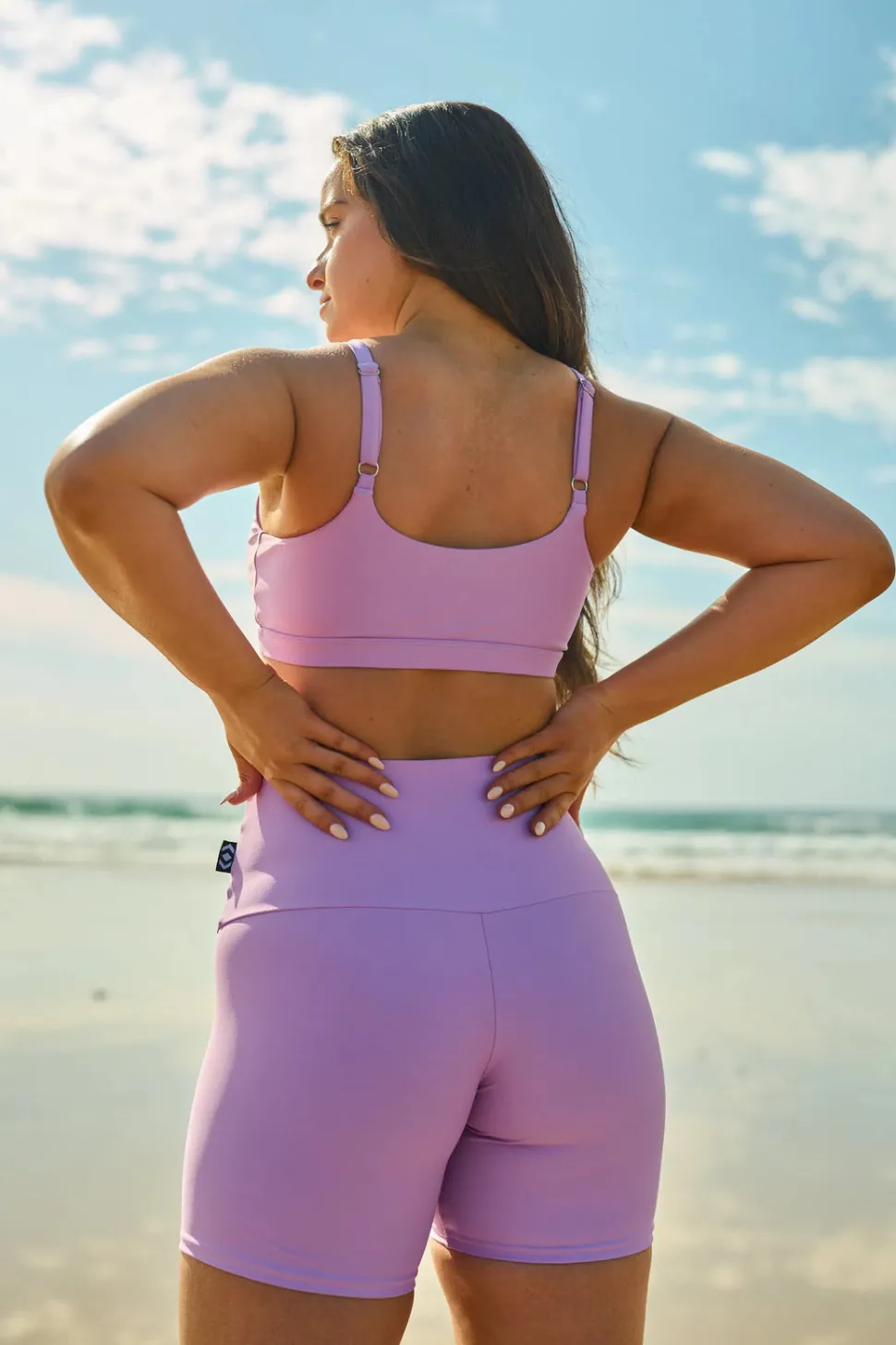 Lilac Performance - High Waisted Booty Shorts