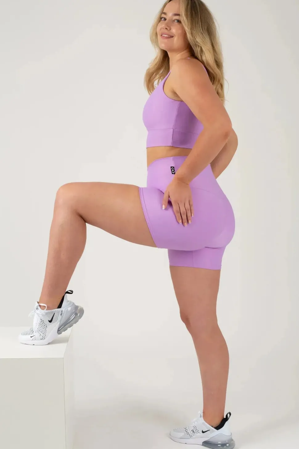 Lilac Performance - High Waisted Booty Shorts