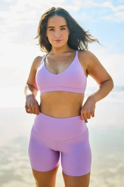 Lilac Performance - High Waisted Booty Shorts