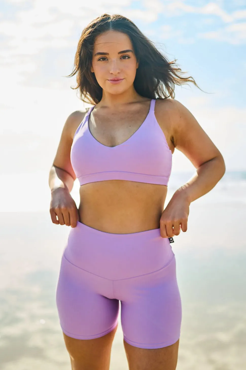 Lilac Performance - High Waisted Booty Shorts