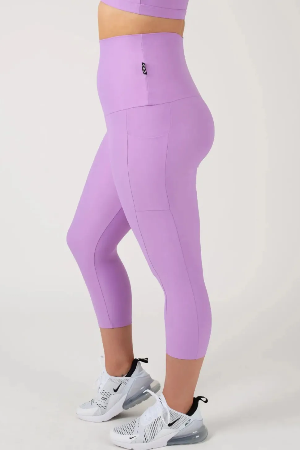 Lilac Performance - Panel Pocket Extra High Waisted Capri Leggings