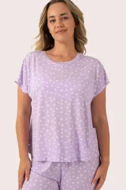 Lilac Spot Modal - Lace Trim T-Shirt