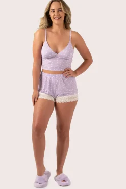 Lilac Spot Modal - Lace Trim Short