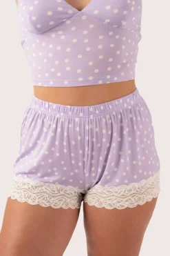 Lilac Spot Modal - Lace Trim Short