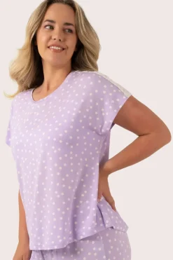 Lilac Spot Modal - Lace Trim T-Shirt
