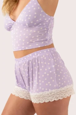 Lilac Spot Modal - Lace Trim Short