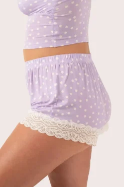 Lilac Spot Modal - Lace Trim Short