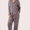 Lilac Wild Zebra Satin - Long Sleeve Button Up Shirt & Pants Pyjama Set