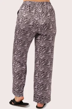 Lilac Wild Zebra Satin - Long Sleeve Button Up Shirt & Pants Pyjama Set
