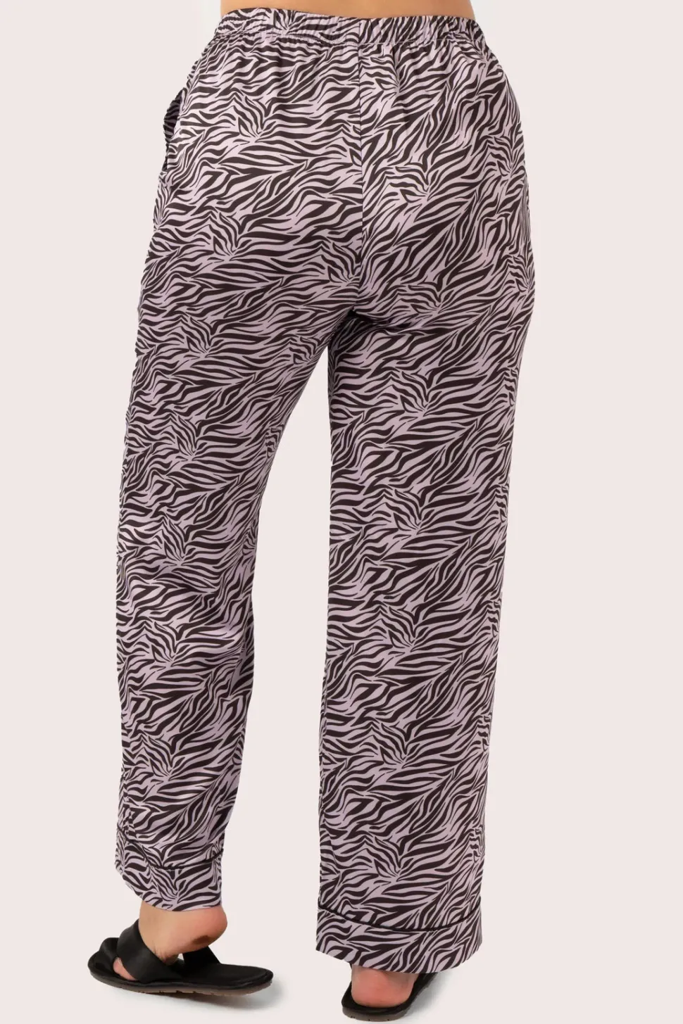 Lilac Wild Zebra Satin - Long Sleeve Button Up Shirt & Pants Pyjama Set