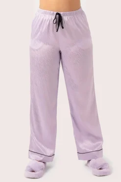 Lilac Zebra Jaquard Satin - Long Sleeve Button Up Shirt & Pants Pyjama Set