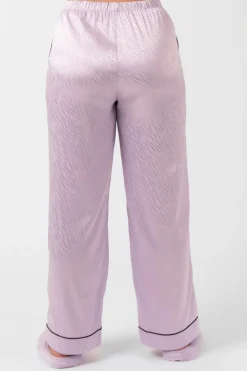Lilac Zebra Jaquard Satin - Long Sleeve Button Up Shirt & Pants Pyjama Set