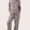 Lilac Zebra Zen Satin - Long Sleeve Button Up Shirt & Pants Pyjama Set