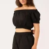 Linen Blend Pull On Short - Black