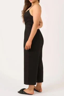 Linen Blend Twist Front Jumpsuit - Black