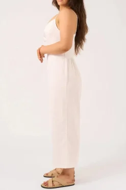Linen Blend Twist Front Jumpsuit - White