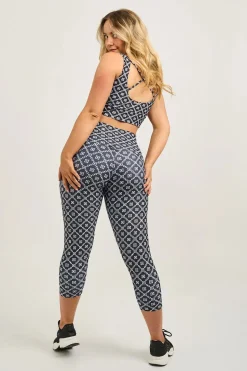 Monogram Black Performance - Luxe High Waisted Capri Leggings