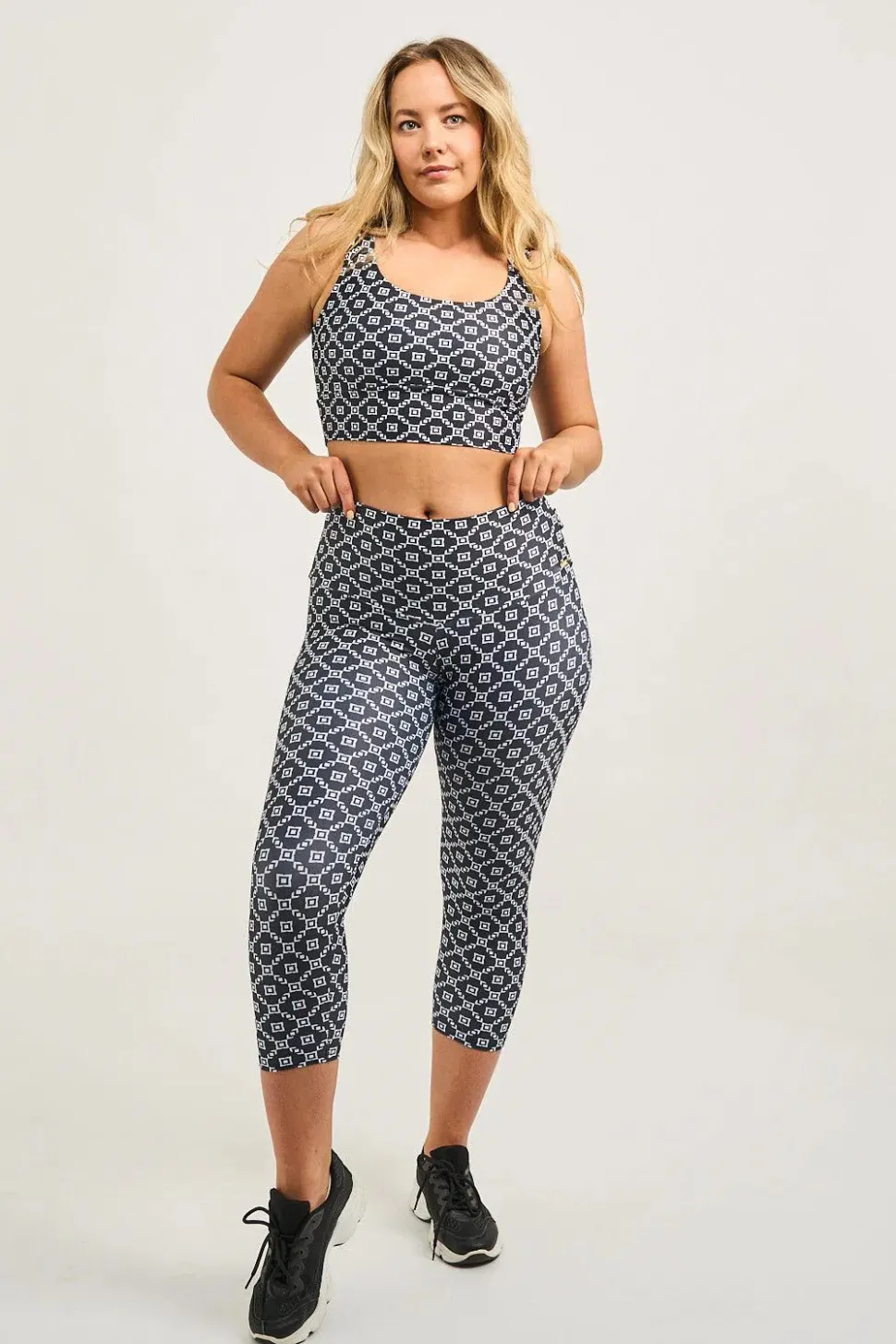 Monogram Black Performance - Luxe High Waisted Capri Leggings