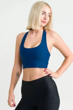 Navy Performance - T Back Comfort Crop Top