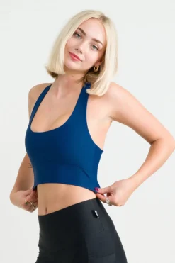 Navy Performance - T Back Comfort Crop Top