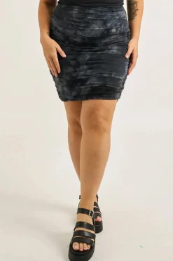 Net Mesh Ruched Mini Skirt - Dark And Moody