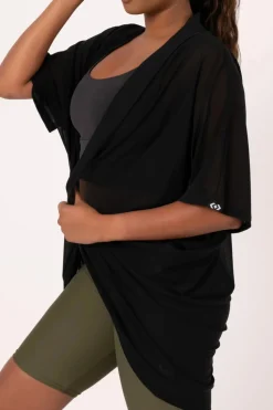 Net Midi Kimono - Black