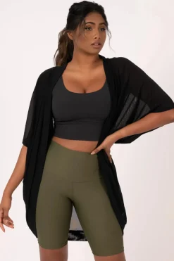 Net Midi Kimono - Black