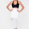 Net Midi Skirt W/ Side Split - White