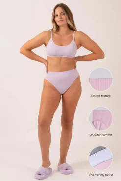 Pastel Lilac Rib Seam Free - High Waist, High Leg Bikini Briefs