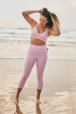 Pastel Pink Performance - Panel Pocket Extra High Waisted Capri Leggings