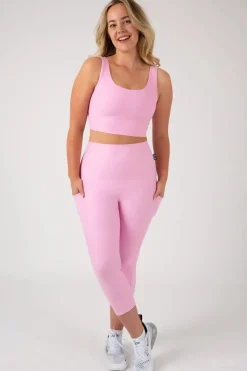 Pastel Pink Performance - Panel Pocket Extra High Waisted Capri Leggings