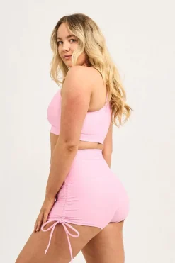 Pastel Pink Performance - High Waisted Tie Side Booty Shorts