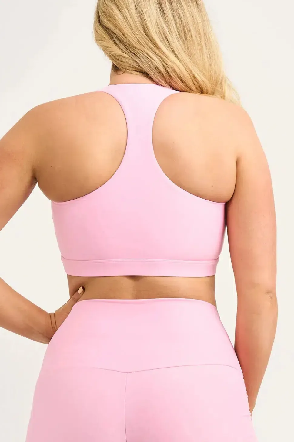 Pastel Pink Performance - Deep V Crop