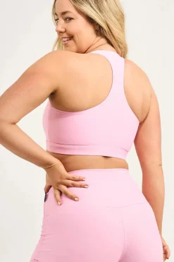 Pastel Pink Performance - Deep V Crop