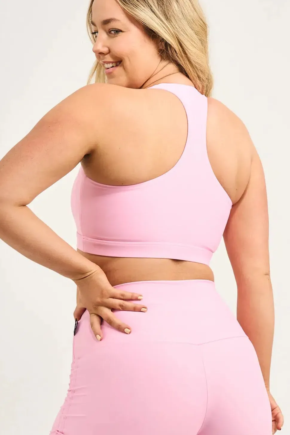 Pastel Pink Performance - Deep V Crop