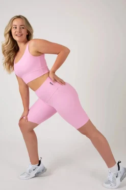 Pastel Pink Performance - High Waisted Long Shorts