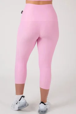 Pastel Pink Performance - Panel Pocket Extra High Waisted Capri Leggings
