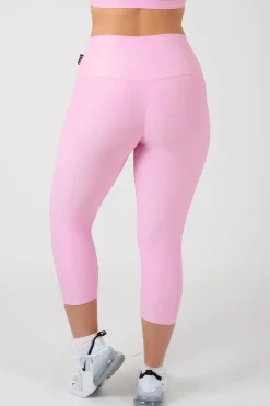 Pastel Pink Performance - Panel Pocket High Waisted Capri Leggings
