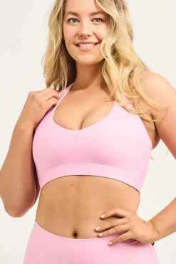 Pastel Pink Performance - Deep V Crop